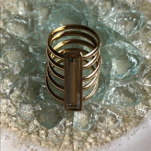 Gold multilayer ring with stone detail